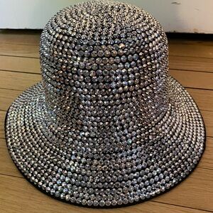 Hat adult unisex OS Silver Rhinestone Embellished Hat costume Halloween cosplay